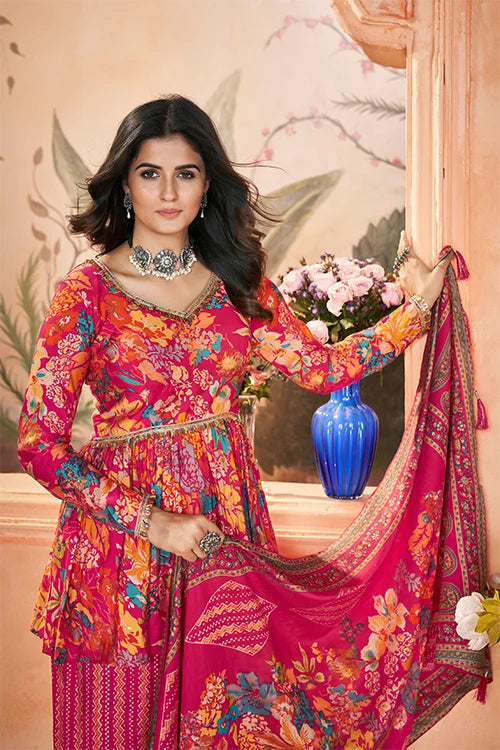 Rani Silk Digital Print And Foil Three Piece Set
