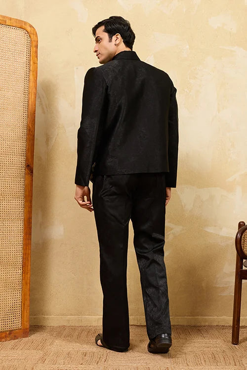 Black Velvet Wedding Bomber Suit For Mens Wear