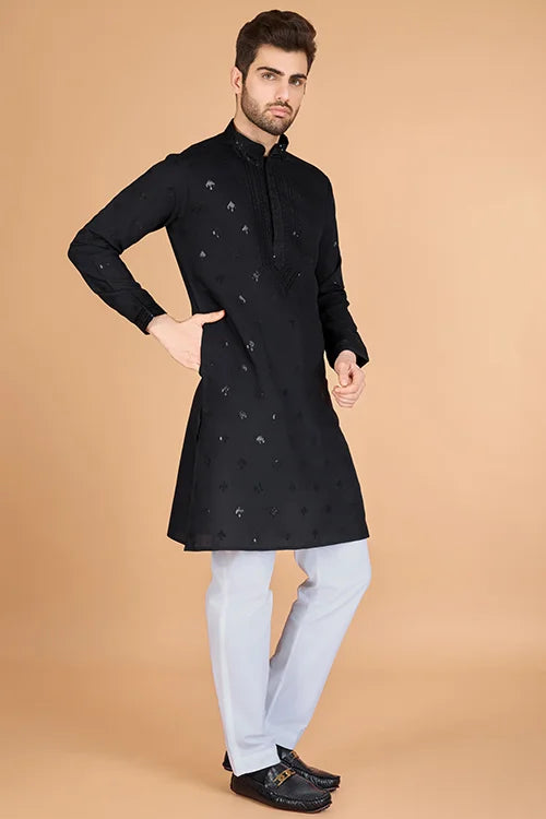 Black Viscose Silk Kurta Set – Stylish & Comfortable