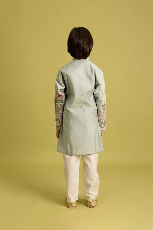 Trendy Pista Color Vantara Designer Kids Kurta Set