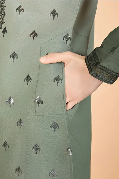 Omber Green Silk Kurta For Men | Designer Ethnic Wear