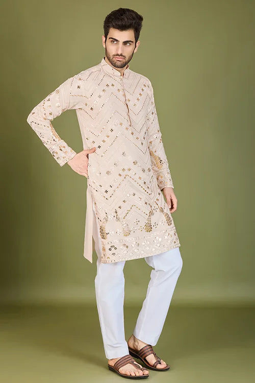 Stylish Ivery Silk Kurta For Special Occasions