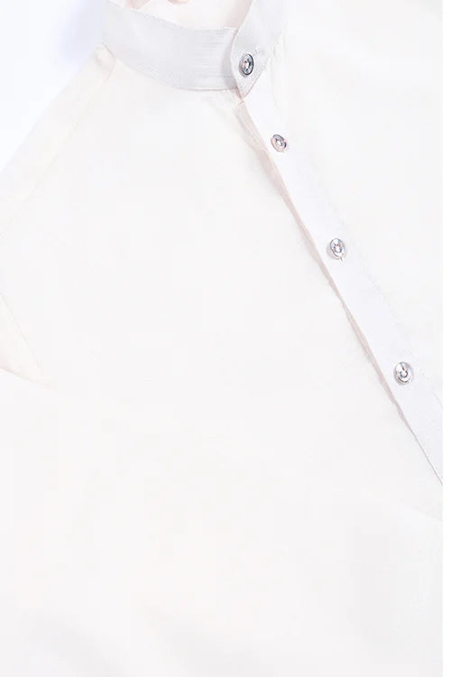 Off White Silk Kurta With Jacquard Koti Jacket