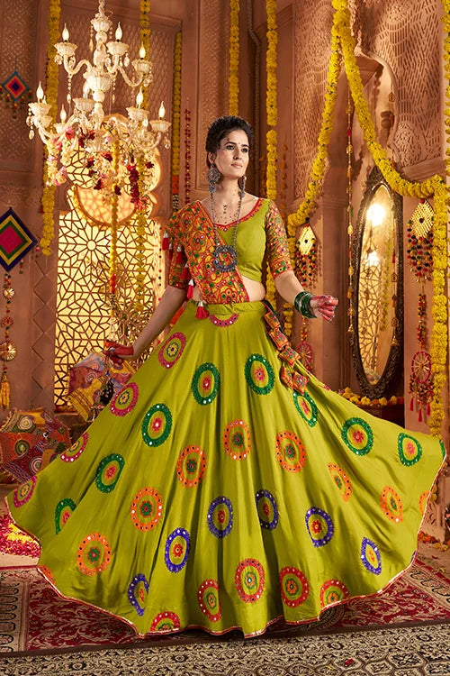 Flouracent Green Ready To Wear Chaniya Choli For Navratri