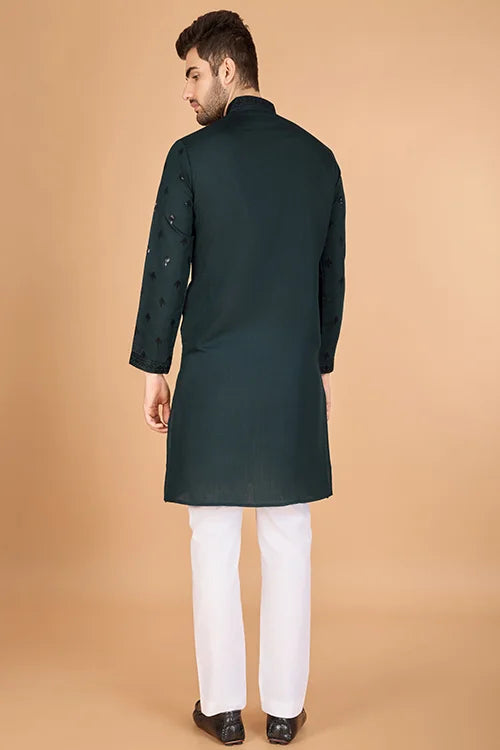Green Designer Kurta For Men - Festive & Wedding