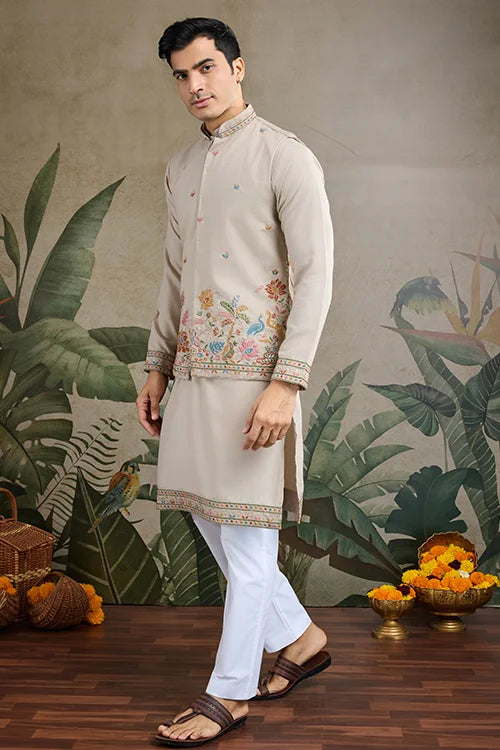 Stylish Ivery Men's Kurta Koti Set – Trendy & Elegant