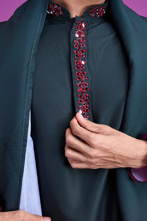 Traditional Kurta Dupatta Set Hand Mirror Work Perfection