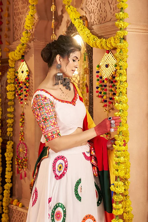 Vibrant White Best Chaniya Choli For Navratri Garba