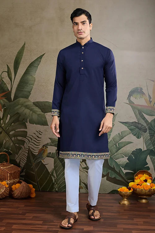 Navy Men's Kurta Koti Set – Stylish & Elegant