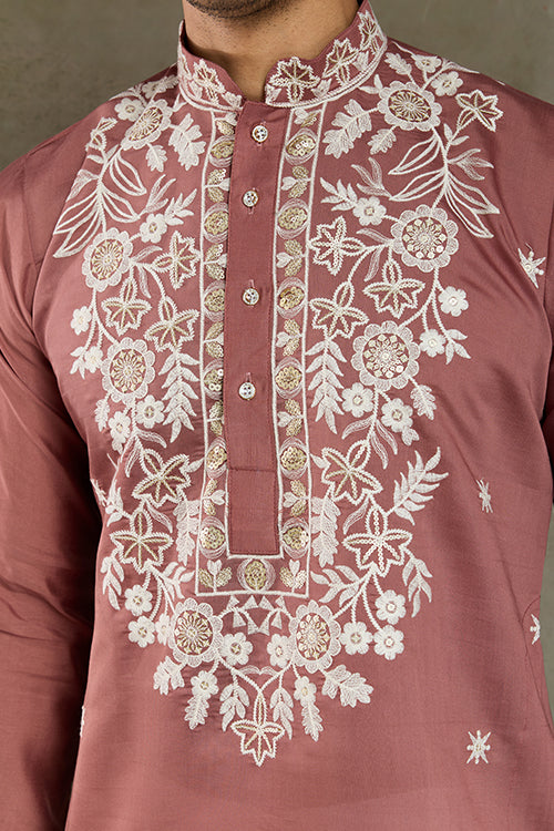 Cultural Wear Pastel Chocolate Kurta For Men