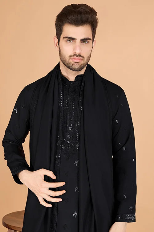 Black Viscose Silk Kurta Set – Stylish & Comfortable