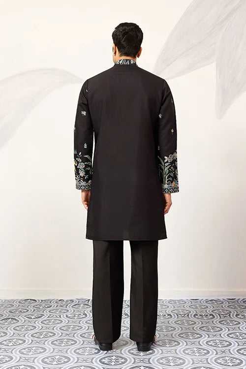 Special Wedding Celebration Ethnic Black Kurta for Mens Wear
