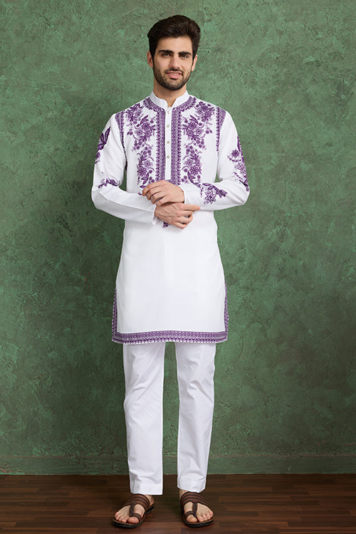 Purple Color Digital Printed Gents Kurta Pyjama