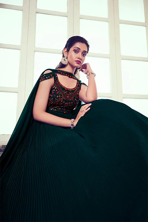 Latest Exclusive Designer Green Color Long Anarkali Ethnic Gown Collection