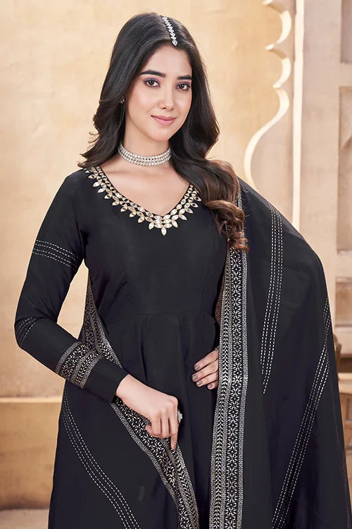 Ready To Wear Black Mirror Work Salwar Suit Collection