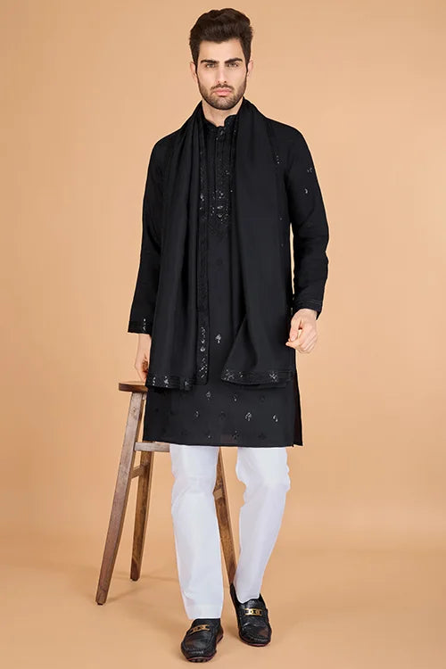 Black Viscose Silk Kurta Set – Stylish & Comfortable