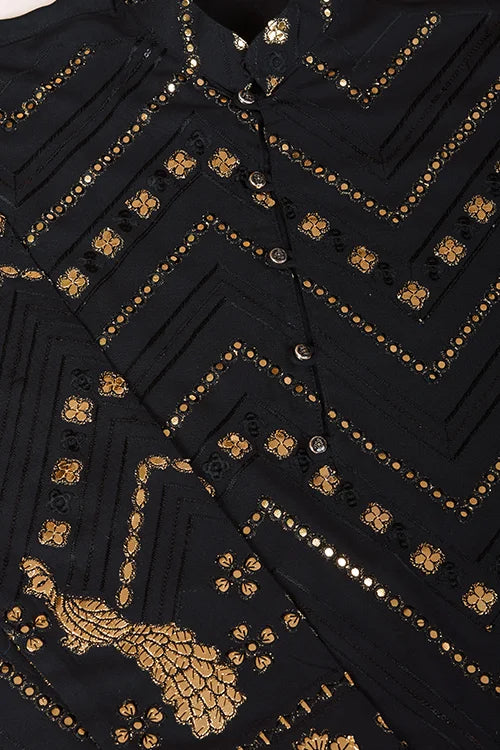 Black Silk Men's Kurta For Special Occasions