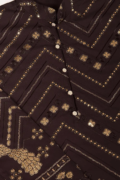 Designer Brown Men's Silk Kurta For Special Events