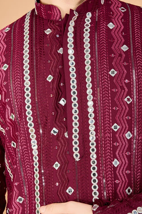 Maroon Traditional Look Ethnic Wear Kurta For Men