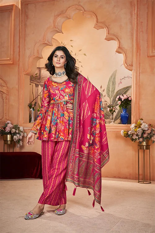 Rani Silk Digital Print And Foil Three Piece Set