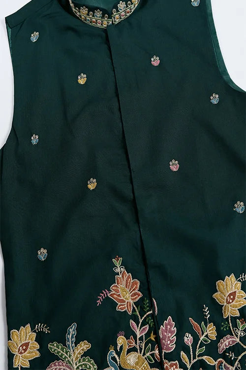 Stylish Green Men's Kurta Koti Set – Elegant & Trendy