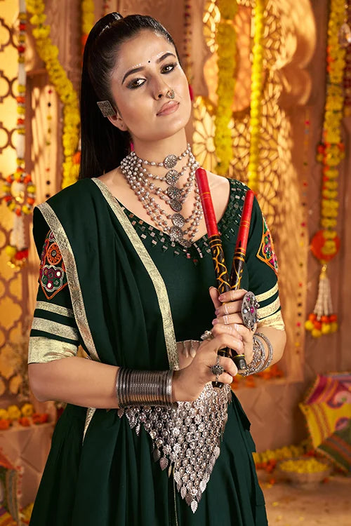 Designer Green Ready To Wear Chaniya Choli For Navratri
