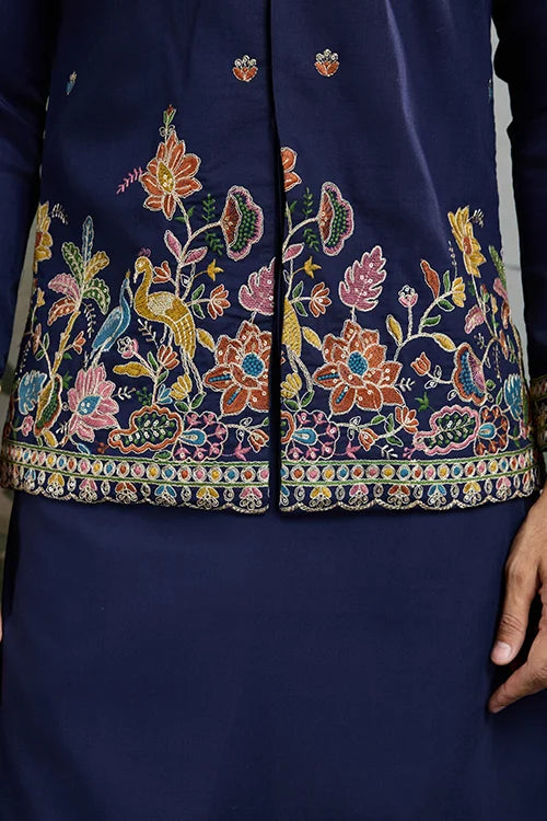 Navy Men's Kurta Koti Set – Stylish & Elegant