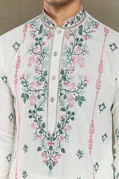 White Trending Kurta Design For Men