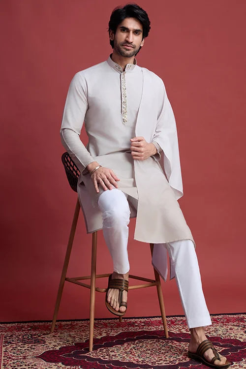 Stylish Mirror Work Rayon Men's Kurta Set Online
