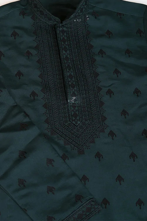 Green Designer Kurta For Men - Festive & Wedding