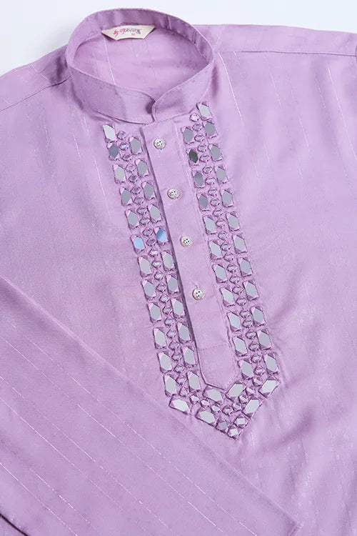 Dusty Pink Designer Men's Kurta With Real Mirror Work