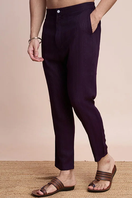 Purple Viscose Designer Kurta With Pant & Dupatta