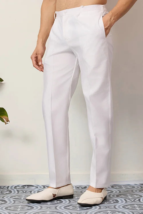 Elegant Wedding Special White Koti Kurta Pajama Set