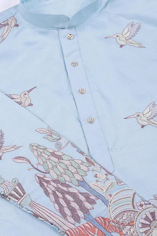 Beautiful Sky Viscose Silk Kurta Mens Wear Collection