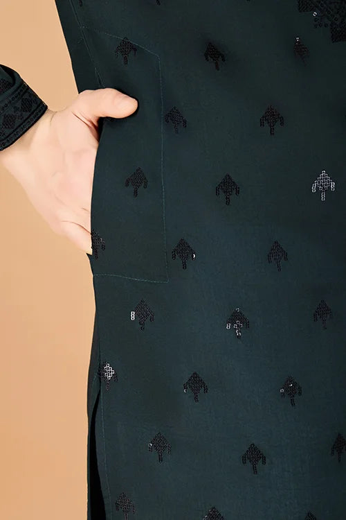 Green Designer Kurta For Men - Festive & Wedding