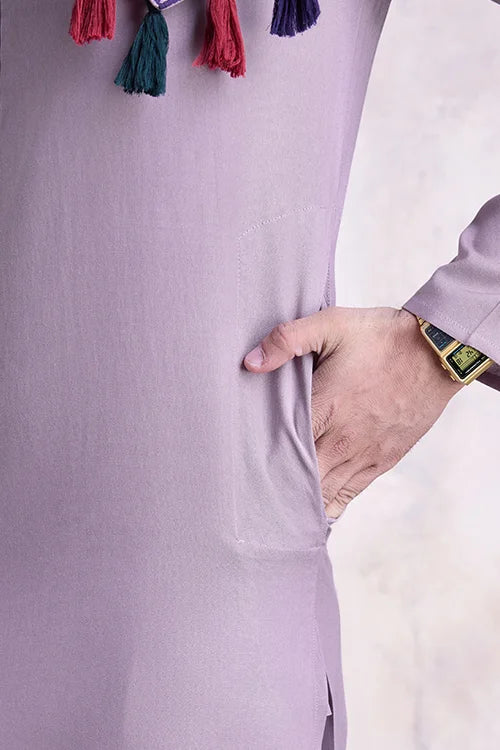 Dusty Purple Color Real Mirror Work Navratri Special Mens Kurta Collection