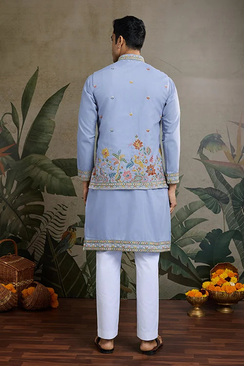 Stylish Sky Men's Kurta Koti Set – Elegant & Trendy