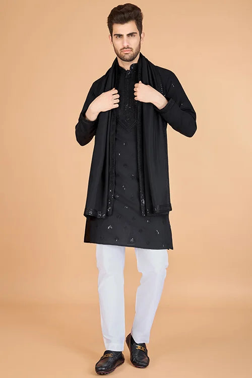 Black Viscose Silk Kurta Set – Stylish & Comfortable