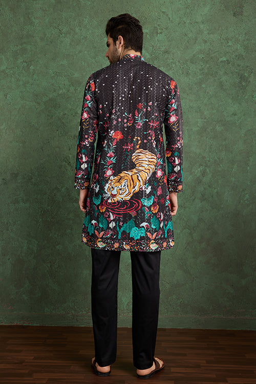 Classy Black Comfortable Kurta Clothes For Men