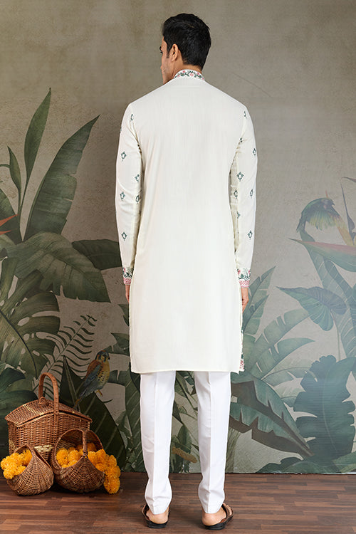 White Trending Kurta Design For Men