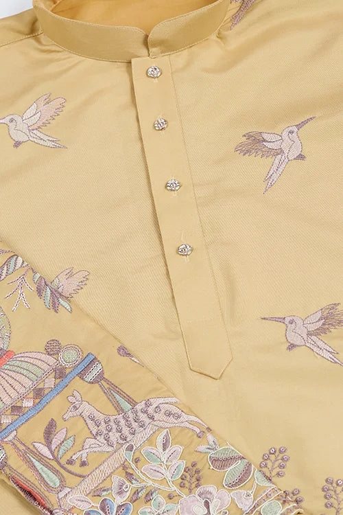 Traditional Yellow Wedding Designer Kurta For Men