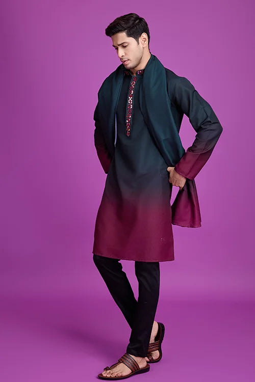 Traditional Kurta Dupatta Set Hand Mirror Work Perfection