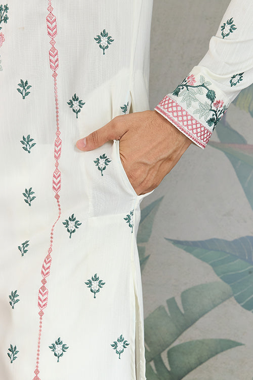 White Trending Kurta Design For Men