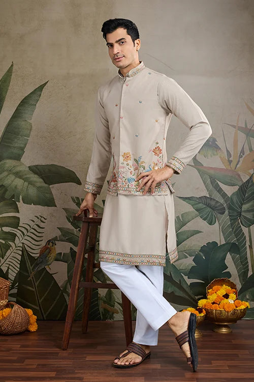 Stylish Ivery Men's Kurta Koti Set – Trendy & Elegant