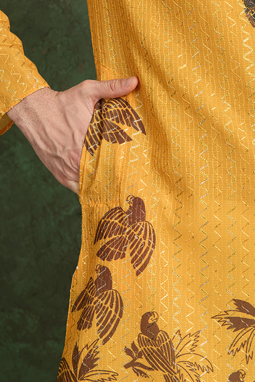 Haldi Special Mustard Yellow Kurta Pajama For Male