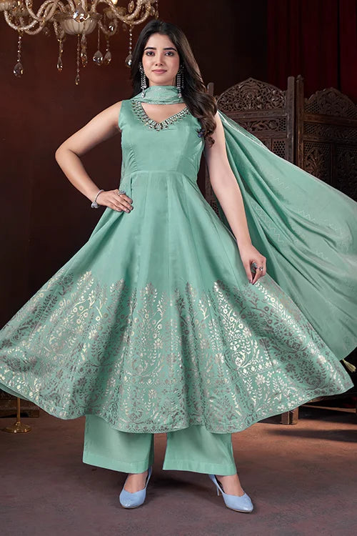 Pista Color Roman Silk Foil Printed Festival Salwar Suit
