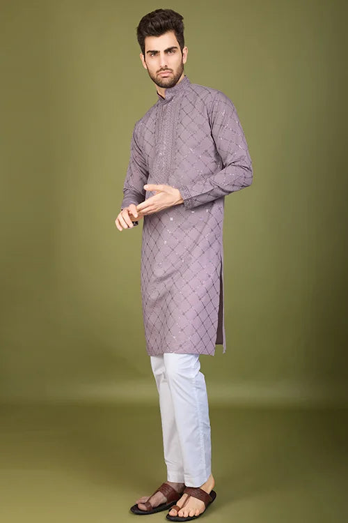 Dusty Peach Viscose Silk Kurta Elegant Festive Wear