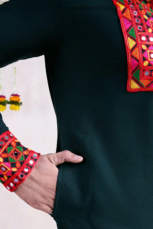 Green Navratri Special Men's Wear Kurta Collection