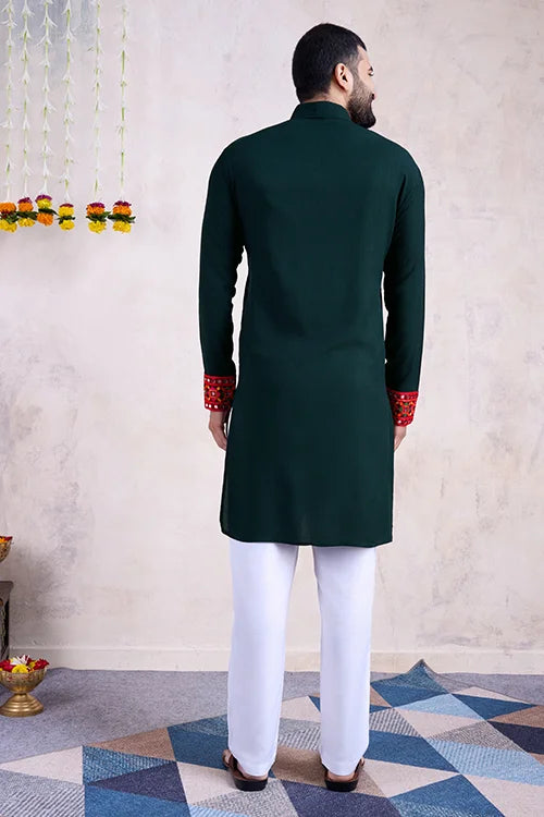 Green Navratri Special Men's Wear Kurta Collection