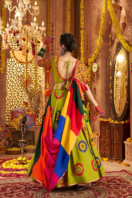 Flouracent Green Ready To Wear Chaniya Choli For Navratri